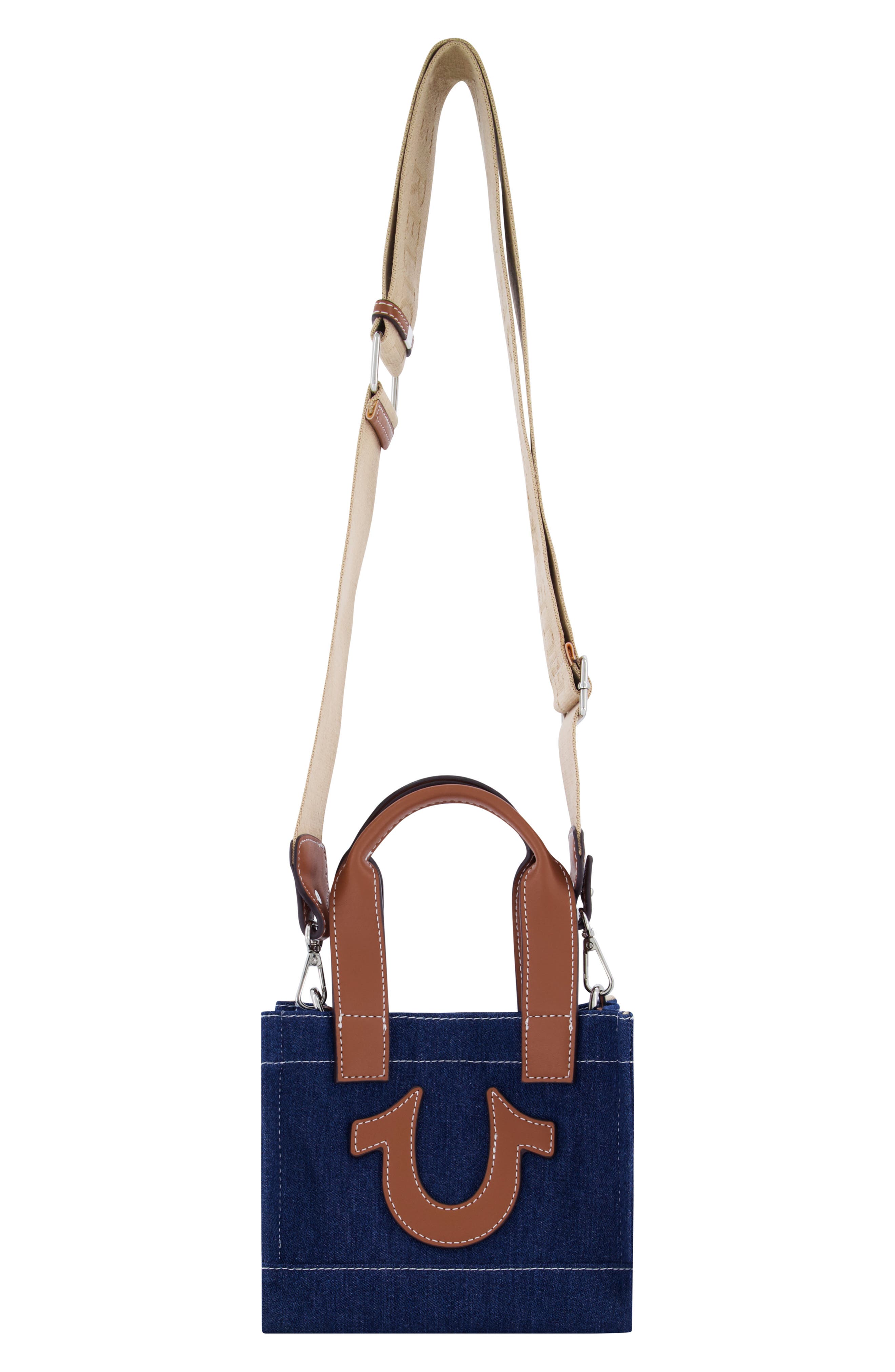 True Religion TR Mini Denim Tote Bag, Alternate, color, Dark Denim