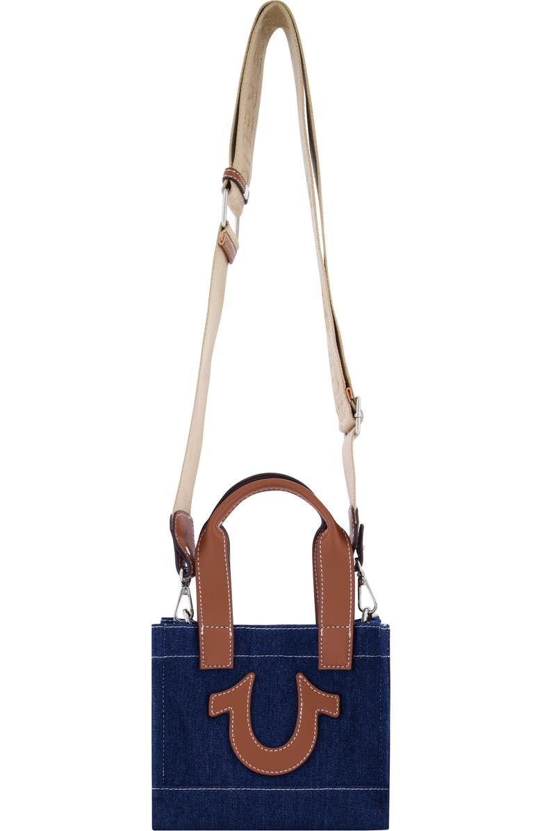 True Religion TR Mini Denim Tote Bag, Alternate, color, Dark Denim