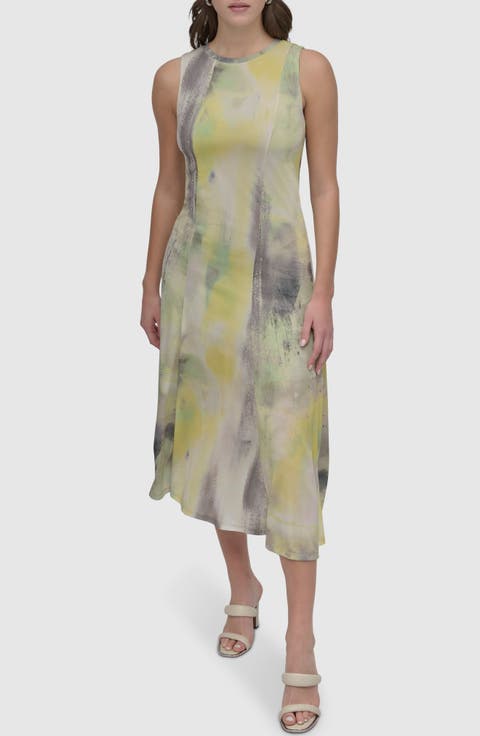 Print Slub Jersey Midi Dress