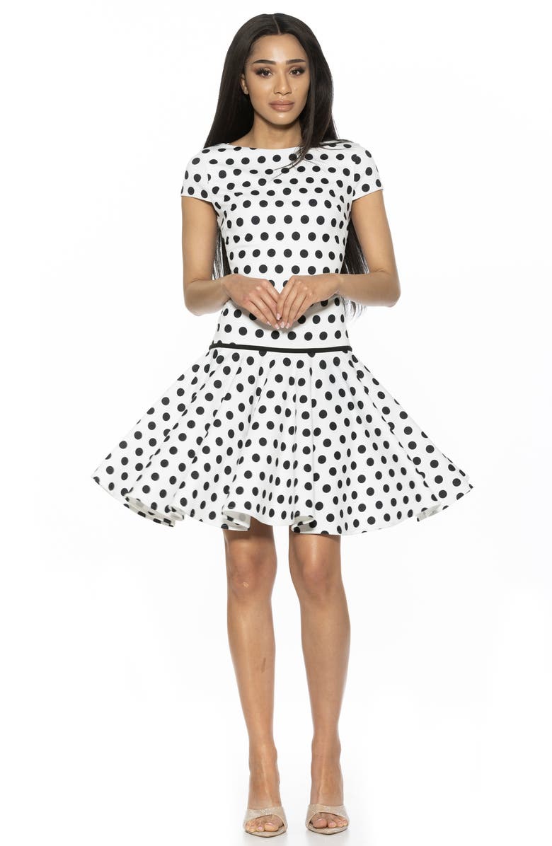 Alexia Admor Drop Waist Dress, Alternate, color, White Polka