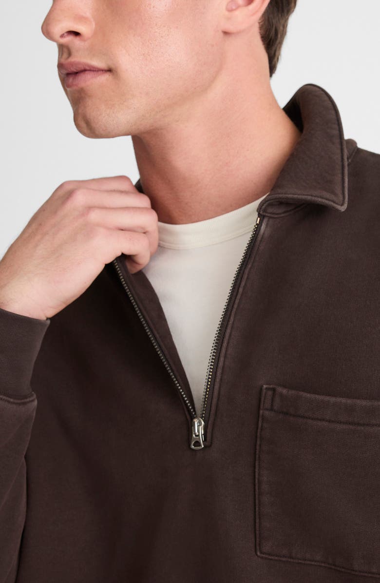 Madewell The McCarren Midweight Quarter Zip Sweatshirt, Alternate, color, Molasses