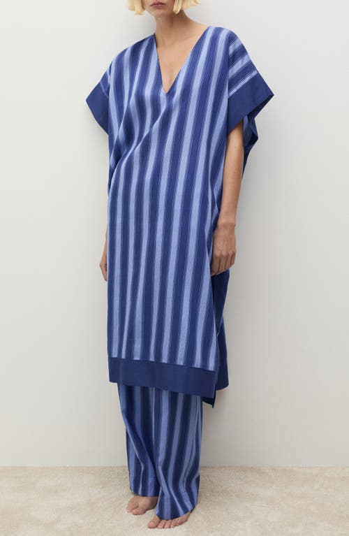 Mango Tunic Lyocell Stripe Two-tone Woven Blue In Blue