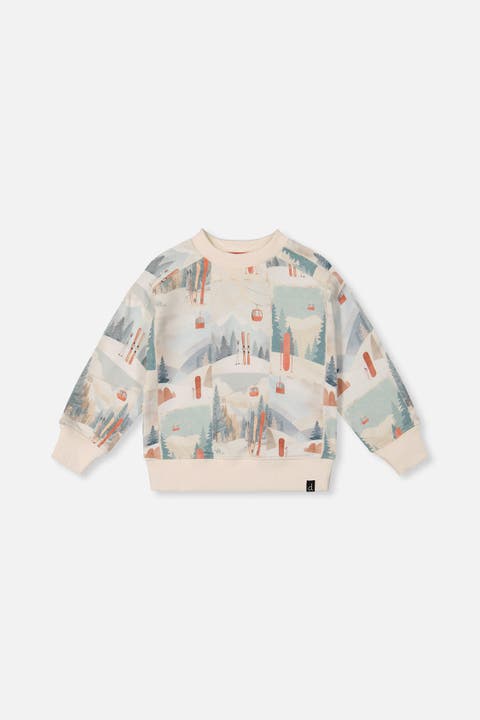 Fleece Crew Neck Ribbed Cuff Sweatshirt