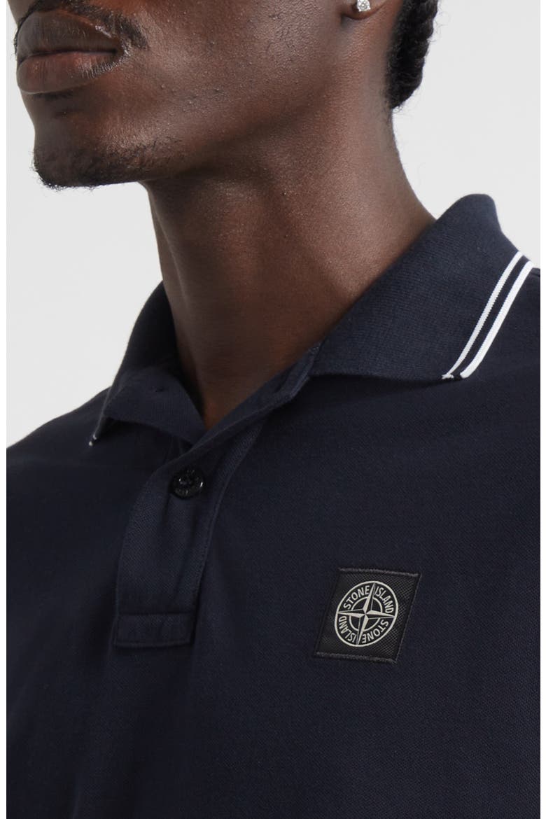 Tipped Stretch Cotton Polo, Alternate, color, V0020 NAVY BLUE