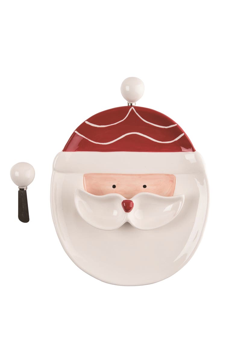 Transpac Dolomite Multicolor Christmas Gnome Santa Chip and Dip Set, Main, color, Red