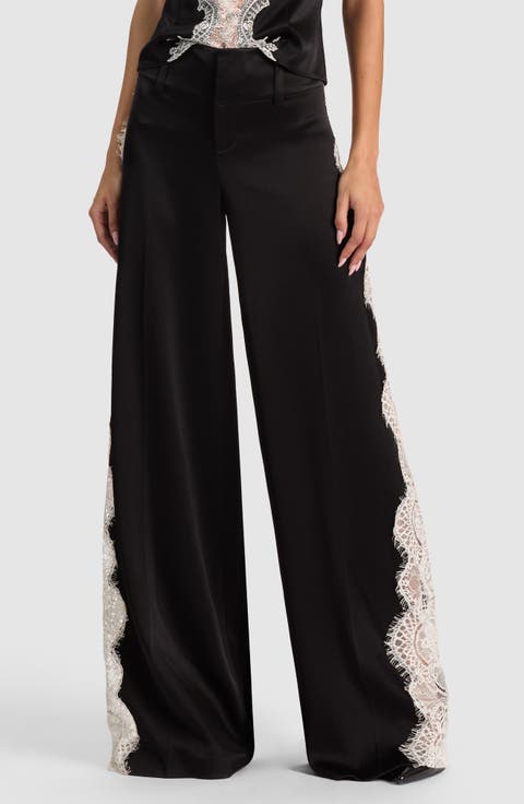 Olivia Low Rise Lace Inset Wide Leg Pants