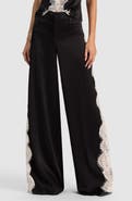ALICE + OLIVIA Olivia Low Rise Lace Inset Wide Leg Pants