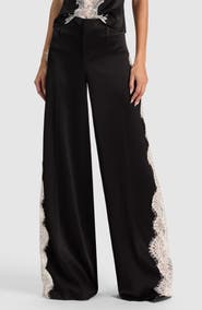 ALICE + OLIVIA Olivia Low Rise Lace Inset Wide Leg Pants