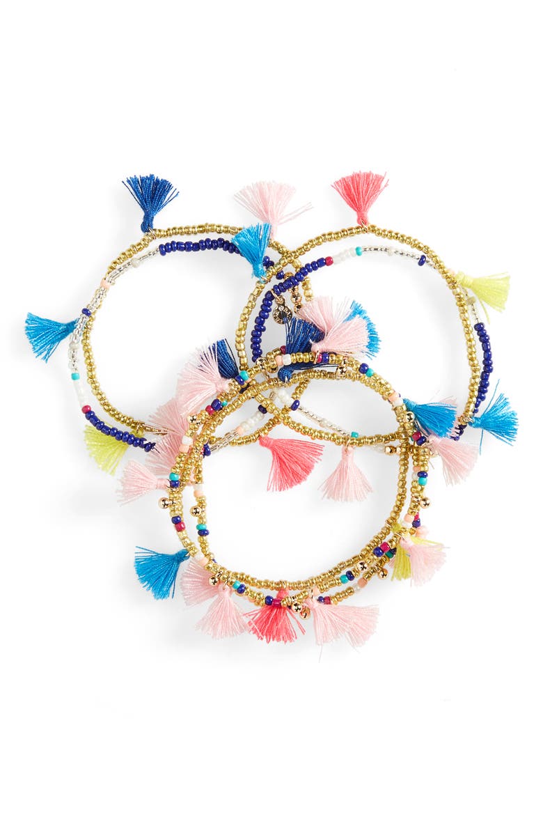 BaubleBar Indy Set of 7 Stretch Bracelets, Main, color, 