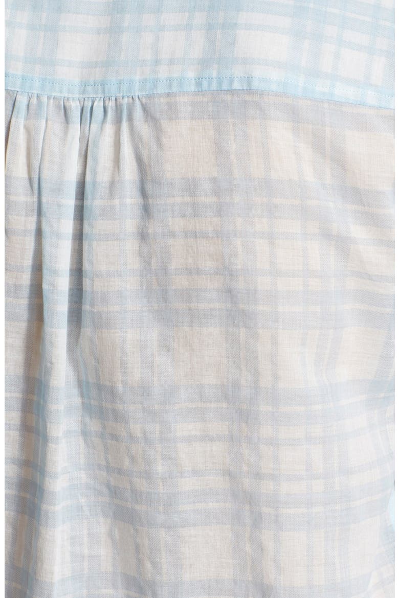 Plaid Half Placket Top, Alternate, color, AQUA