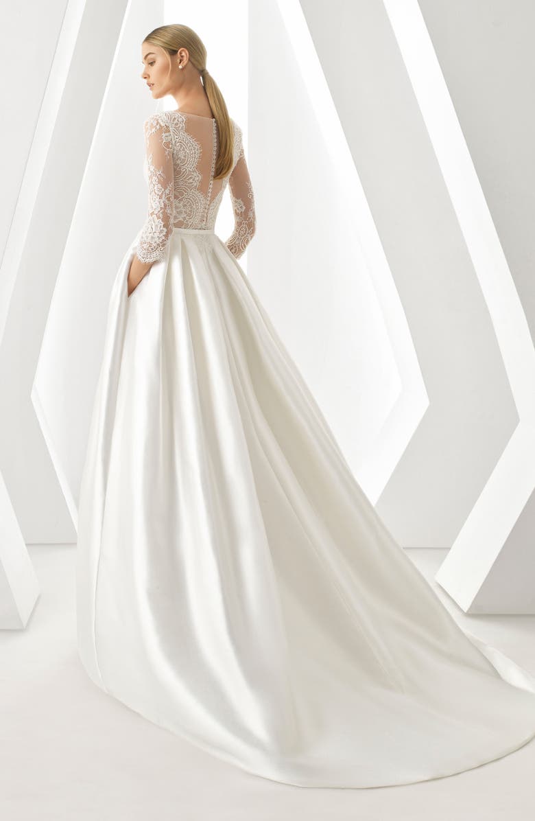 Rosa Clará Drama Lace Sleeve Ballgown, Alternate, color,