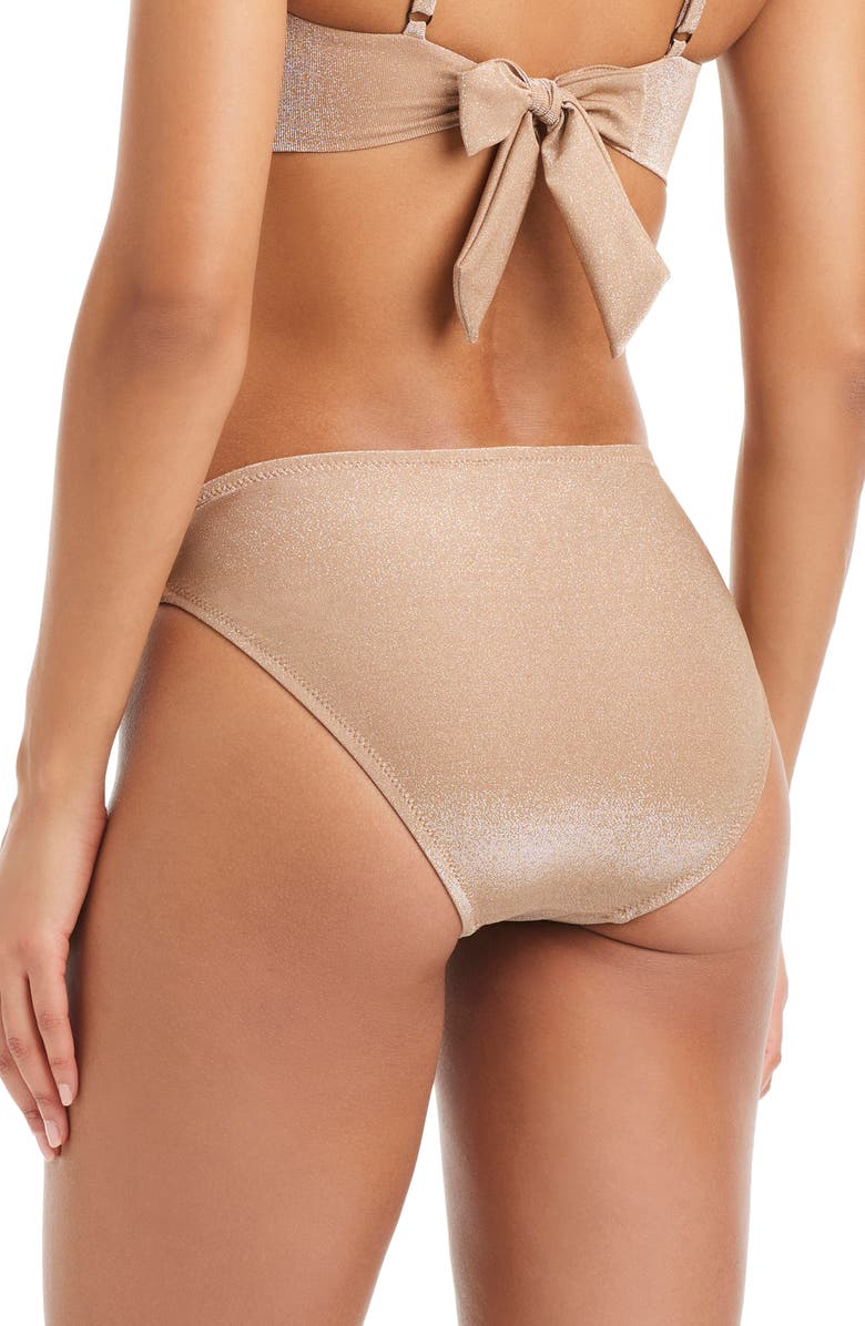 Sanctuary Shirred Hipster Bikini Bottoms, Alternate, color, Toasted Coconut