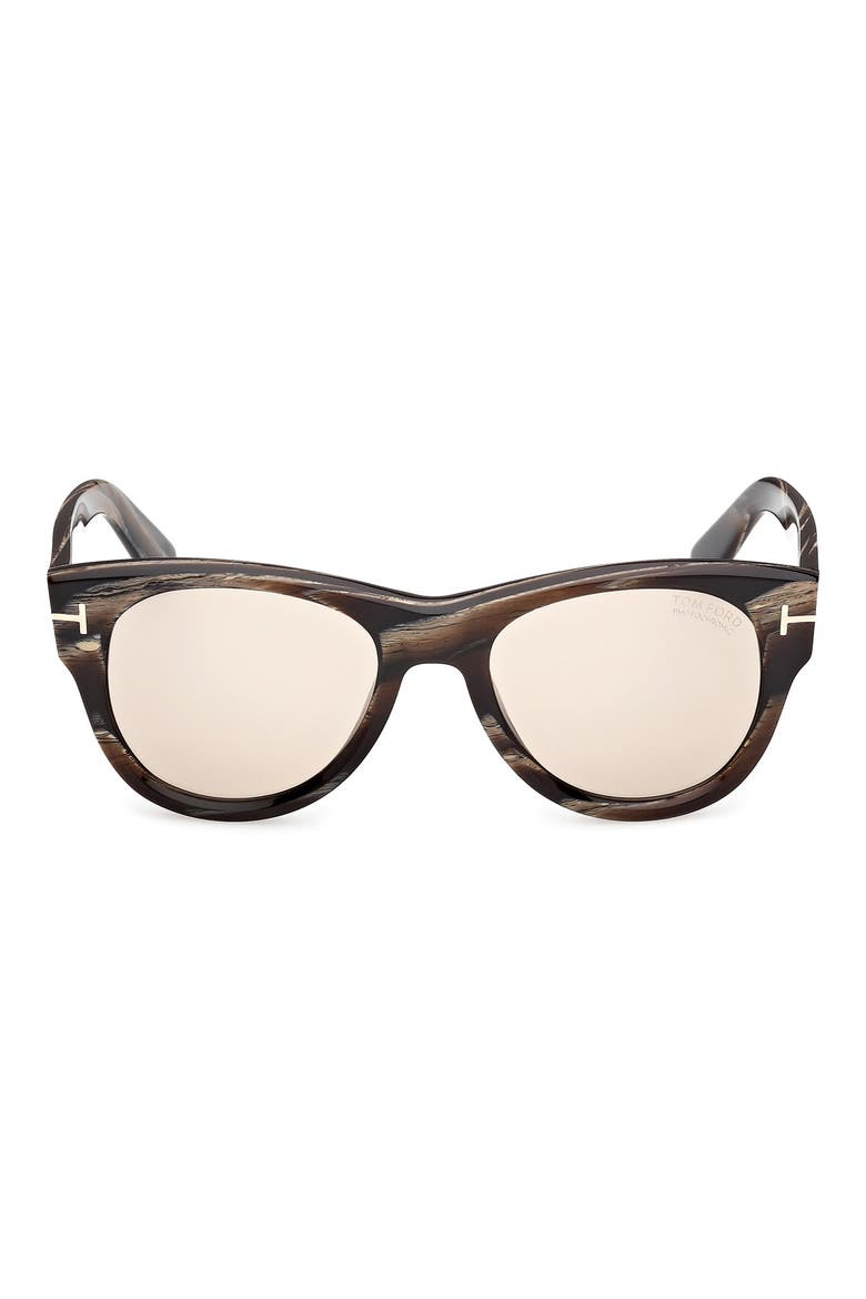 52mm Round Photochromic Sunglasses, Main, color, COLOURED HORN / BROWN