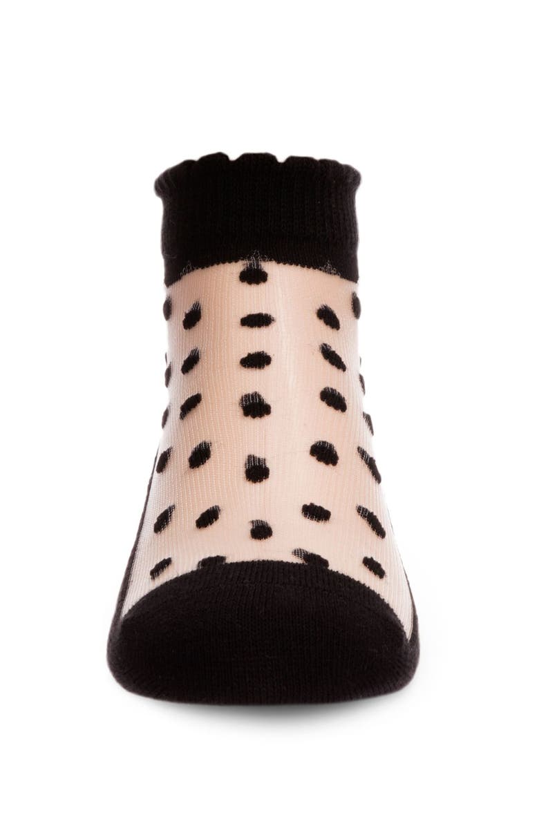 MeMoi Kid's Flocked Dot Anklet with Scalloped Cuff, Alternate, color, Black