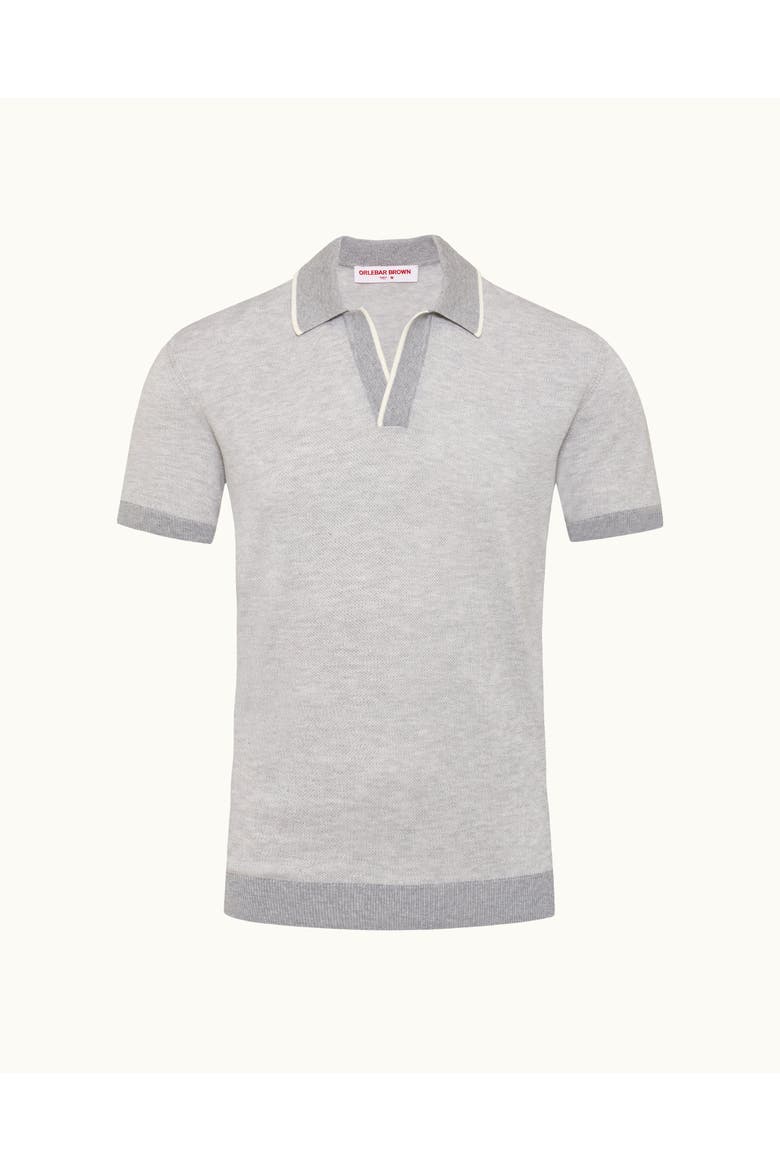 Horton Tailored Cotton Merino Polo With Contrast Tipping, Alternate, color, CLIFF GREY/WHITE SAND