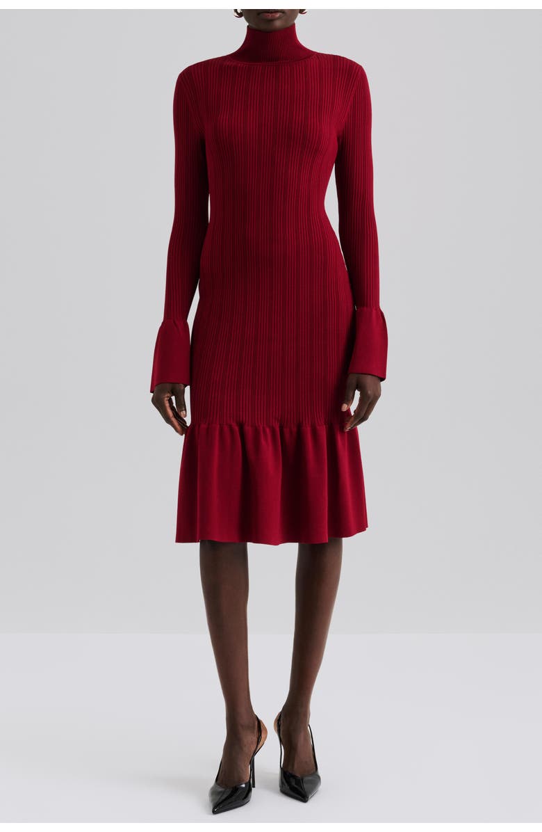 Malina Amalia High Neck Knitted Midi Dress, Alternate, color, Deep Red