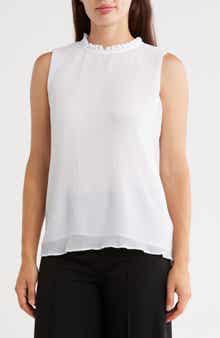 Calvin Klein Pleat Mock Neck Sleeveless Top