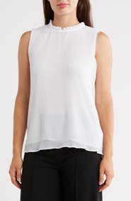 Calvin Klein Pleat Mock Neck Sleeveless Top