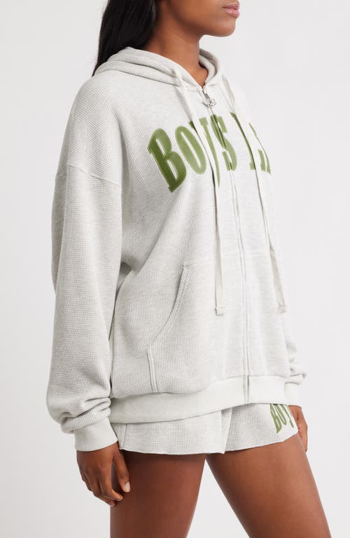 Boys Lie All Star Front Zip Waffle Stitch Hoodie In White