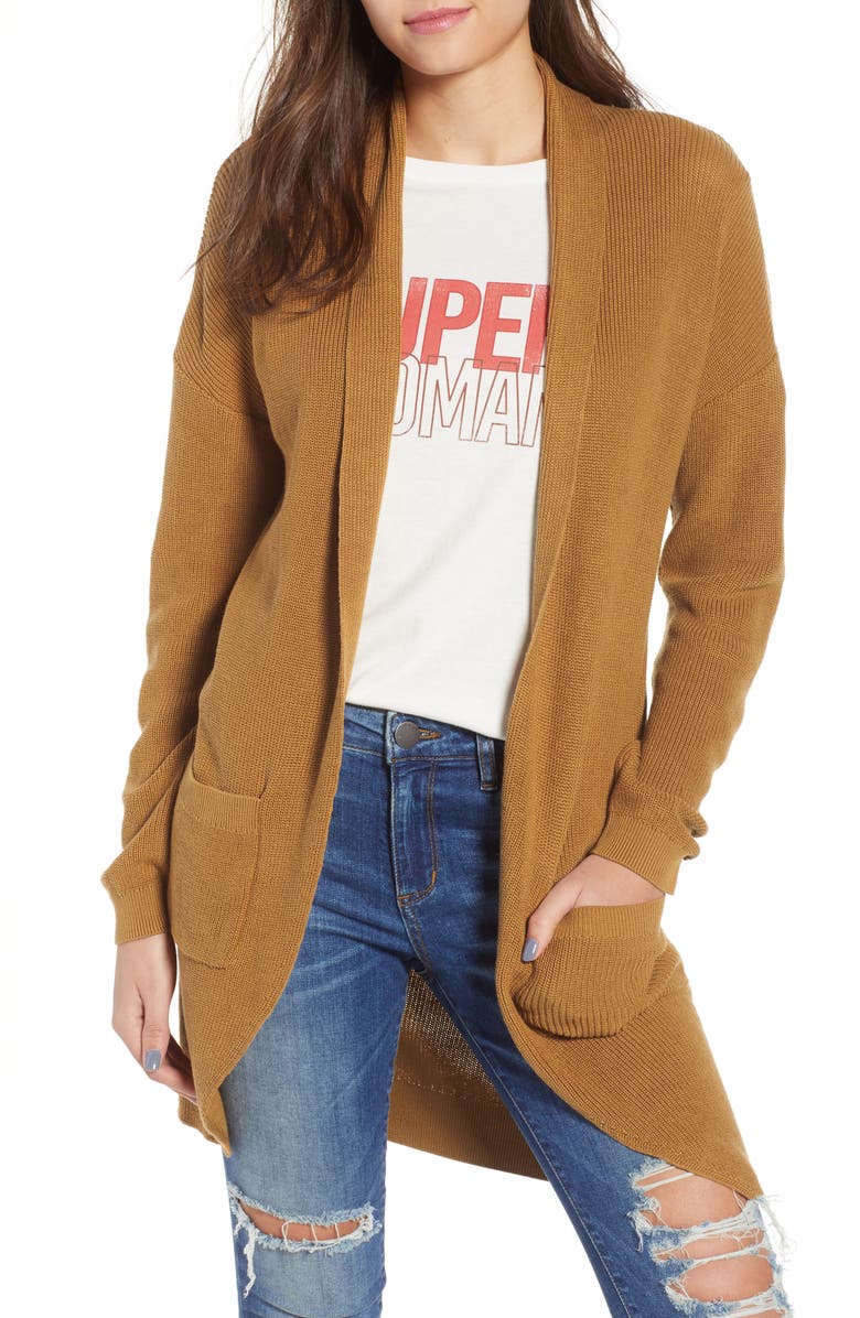 BP. Stitch Curve Hem Cardigan, Main, color,