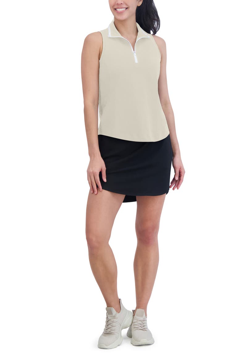 Essential Piqué Collared Sleeveless Top, Alternate, color, BEIGE