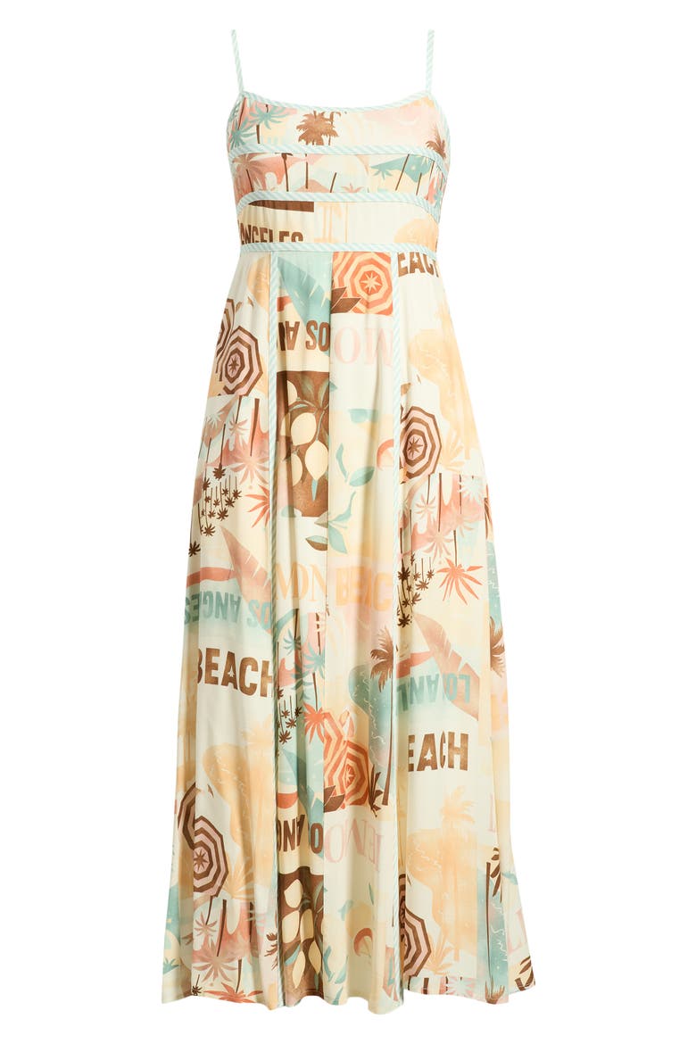 Mixed Print Midi Dress, Alternate, color, NATURAL MULTI