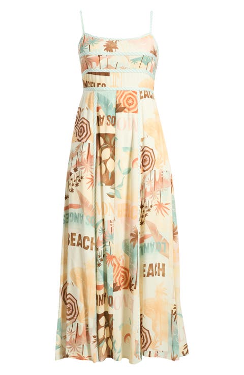 Mixed Print Midi Dress