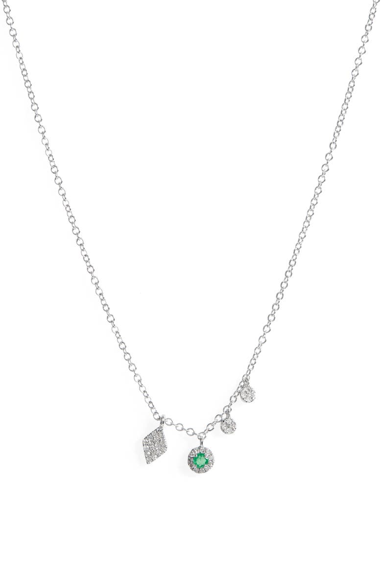 Meira T Emerald & Diamond Necklace, Main, color, Green