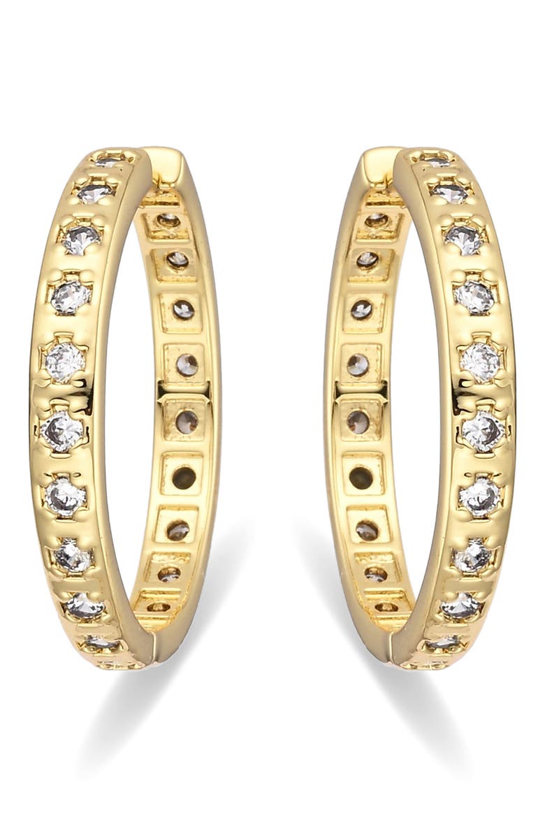 Aveline Set of 3 Cubic Zirconia Huggie Hoop Earrings, Alternate, color, GOLD