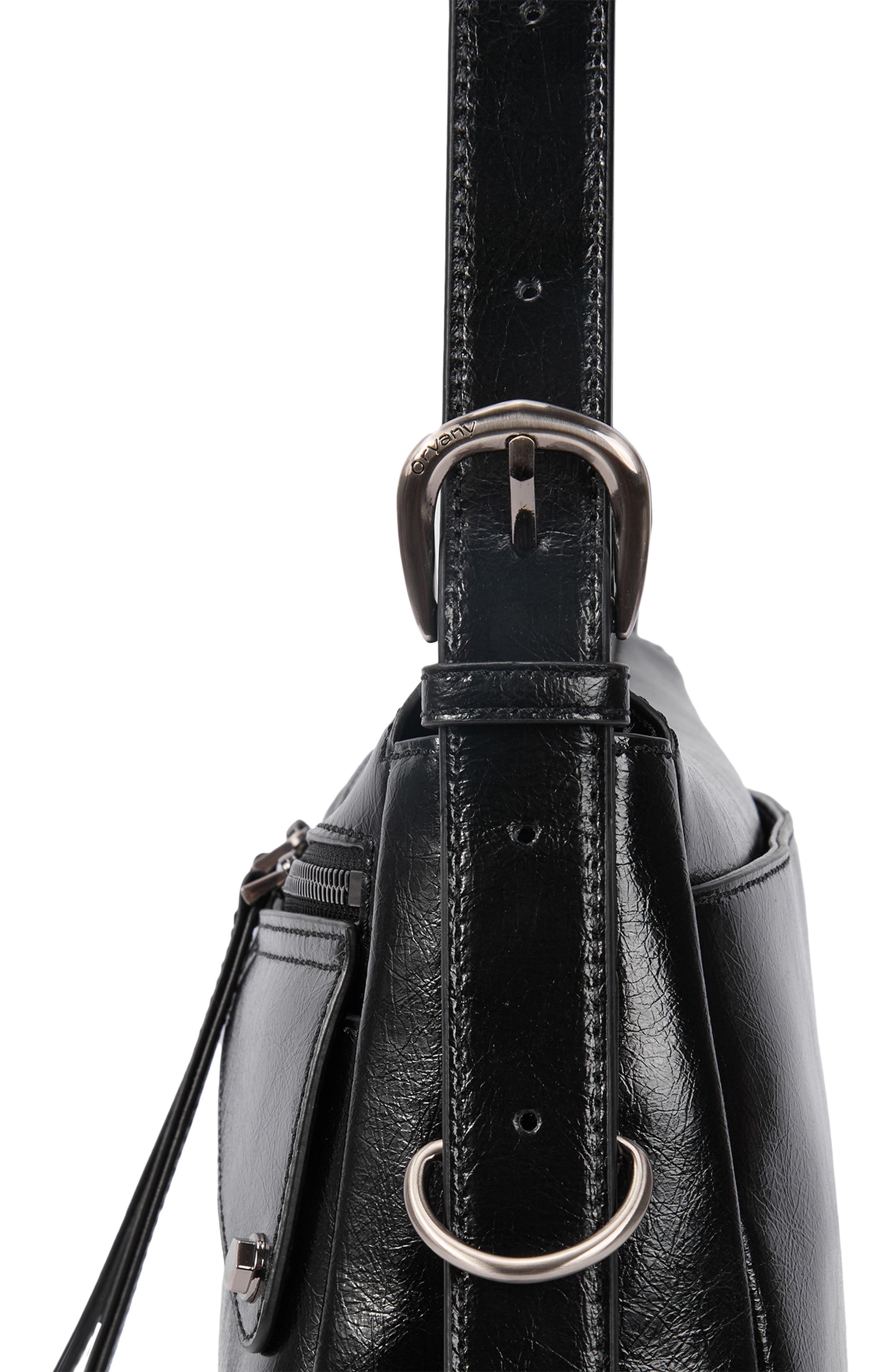 Moto Leather Shoulder Bag, Alternate, color, BLACK