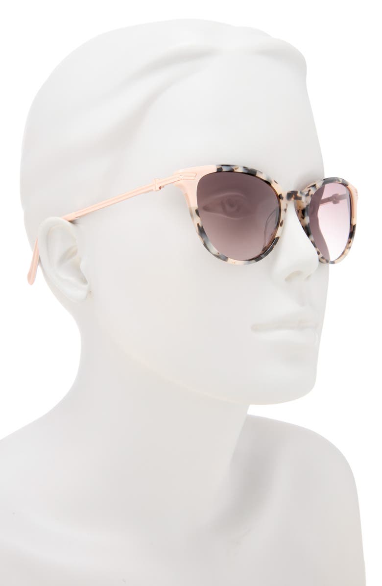 Ted Baker 52mm Round Sunglasses, Alternate, color, Ivory Tortoise