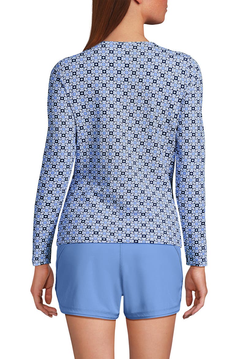 SunShade UPF 50 Long Sleeve Relaxed Rash Guard, Alternate, color, Lake Blue Geo Floral