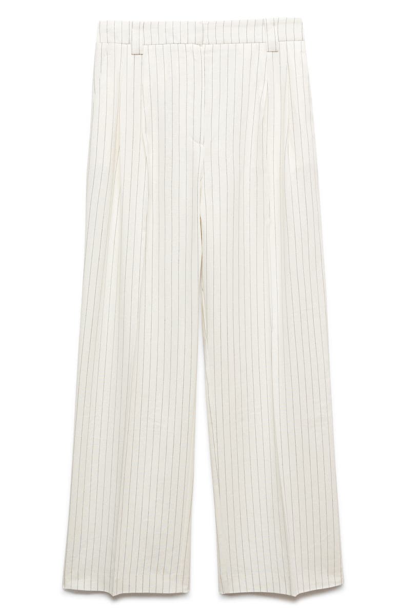 MANGO Pleated Linen Wide Leg Pants, Alternate, color, 