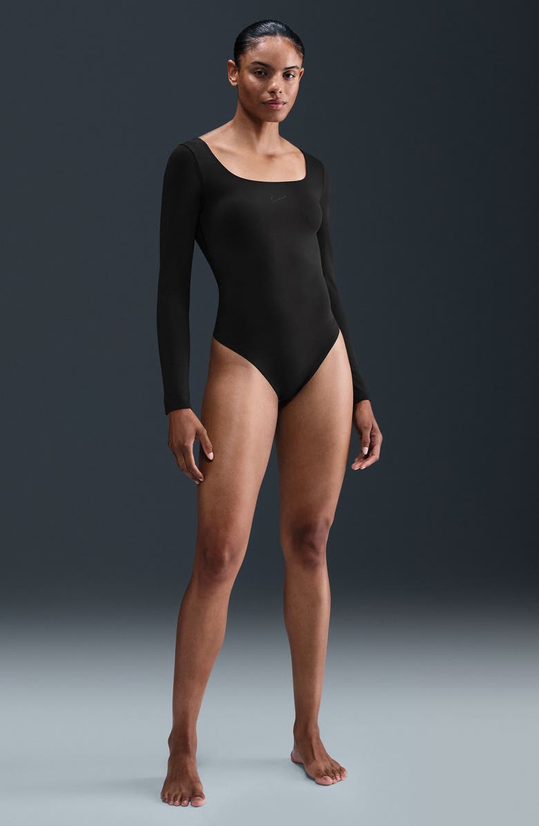 Nike Dri-FIT Long Sleeve Bodysuit, Alternate, color, Black/Dkskgy
