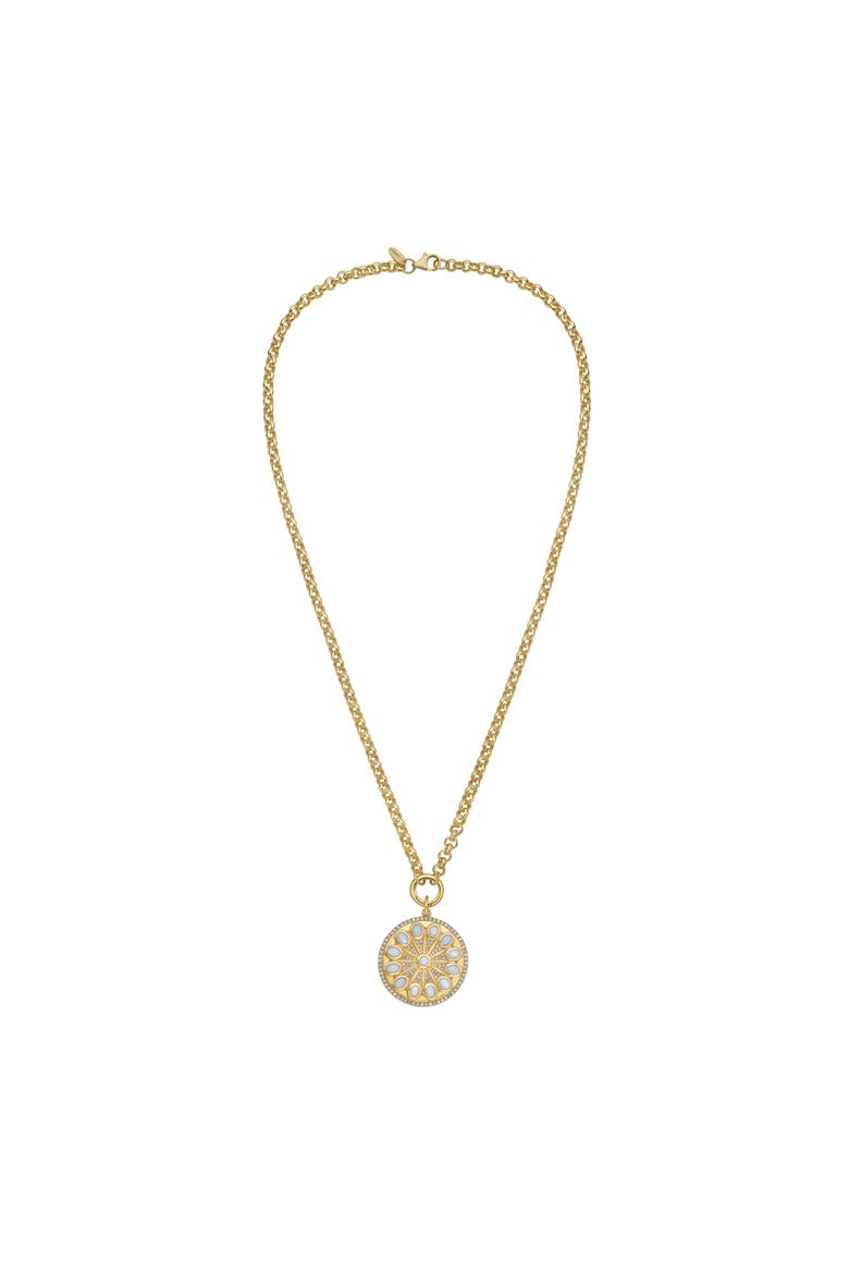 14K Gold Serenity Mother of Pearl Charm Rolo Necklace, Main, color, GOLD