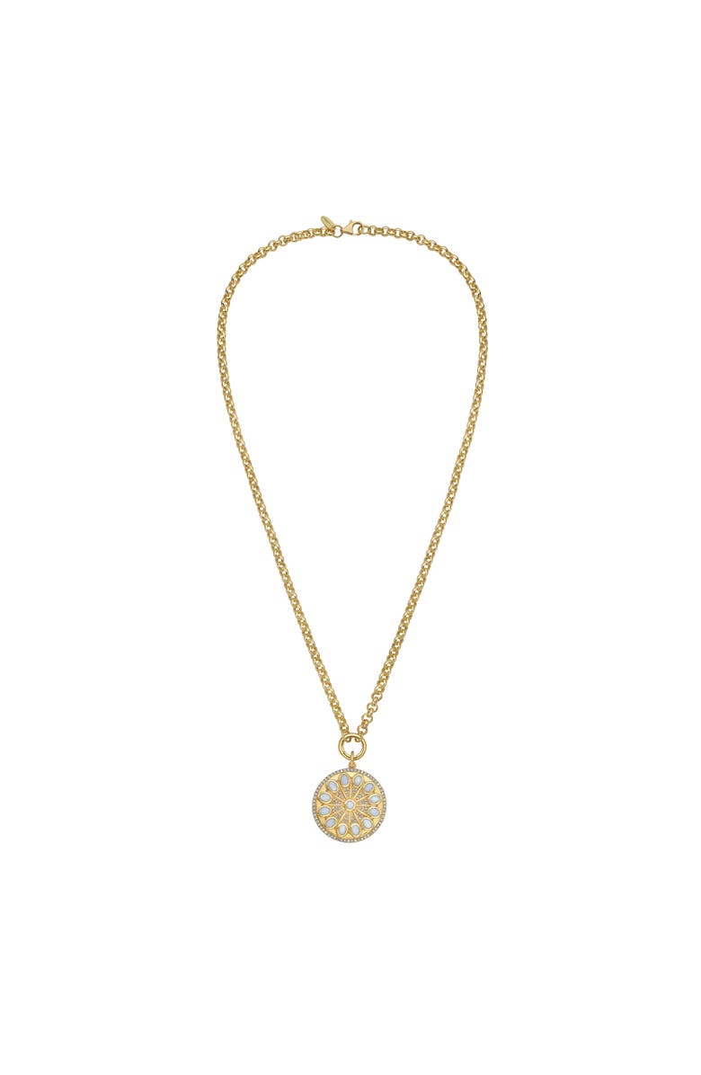 Lionheart 14K Gold Serenity Mother of Pearl Charm Rolo Necklace, Main, color, Gold