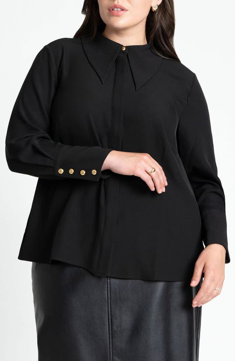 Pointed Collar Button Up Shirt