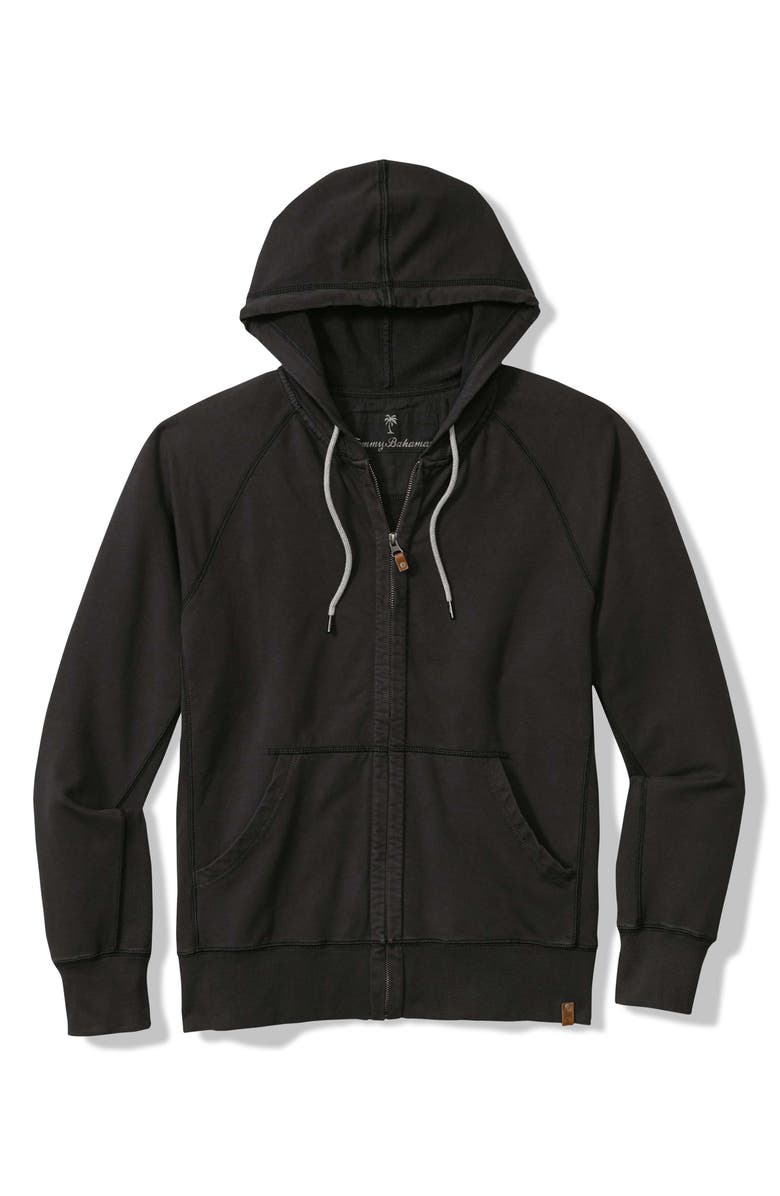 Tommy Bahama Ben & Terry Cotton Zip-Up Hoodie, Main, color, Coal