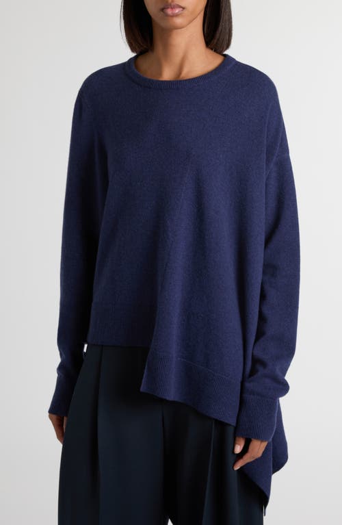 Alexander Mcqueen Mcqueen Asymmetrical Cashmere & Wool Crewneck Sweater In Blue