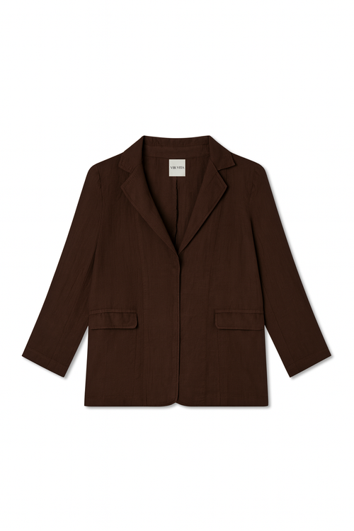 Vir Vita Margaret Linen Blazer In Brown