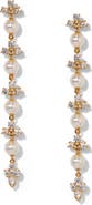 Nadri Faux Pearl Long Linear Drop Earrings