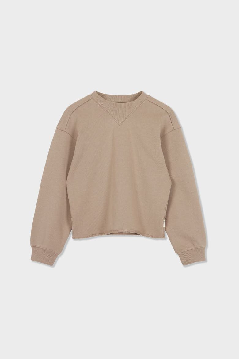 Organic Cotton Cropped Sweatshirt, Main, color, Stone