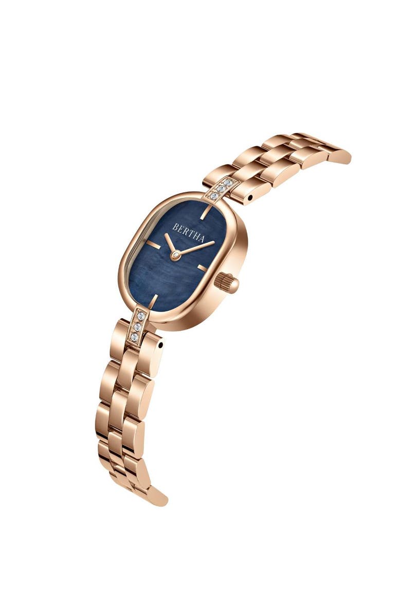 BERTHA Lana Mother of Pearl Ladies Watch, Alternate, color, Rose Gold - Black