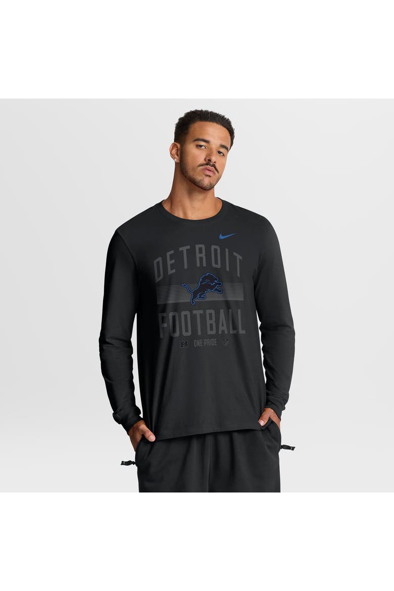 Men's Nike Black Detroit Lions Always Prepared Essential Cotton Long Sleeve T-Shirt, Main, color, Black