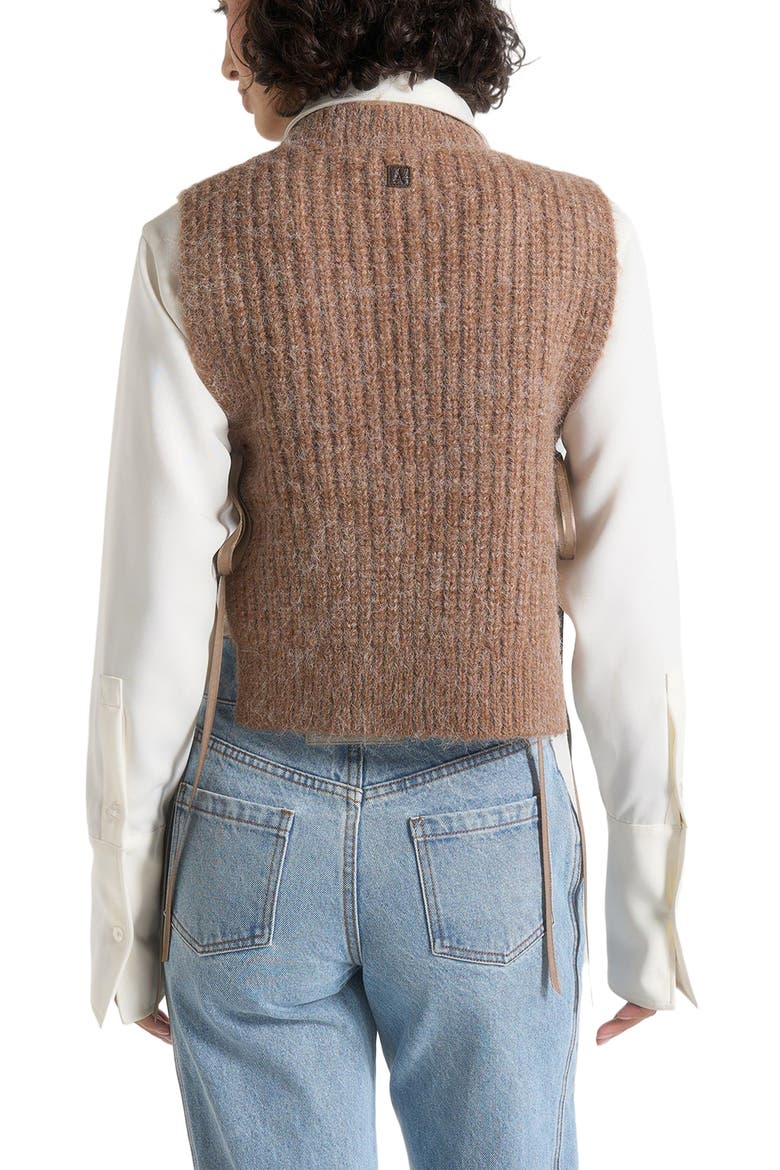 Danya Wool Cable Knit Vest With Ties, Alternate, color, Taupe