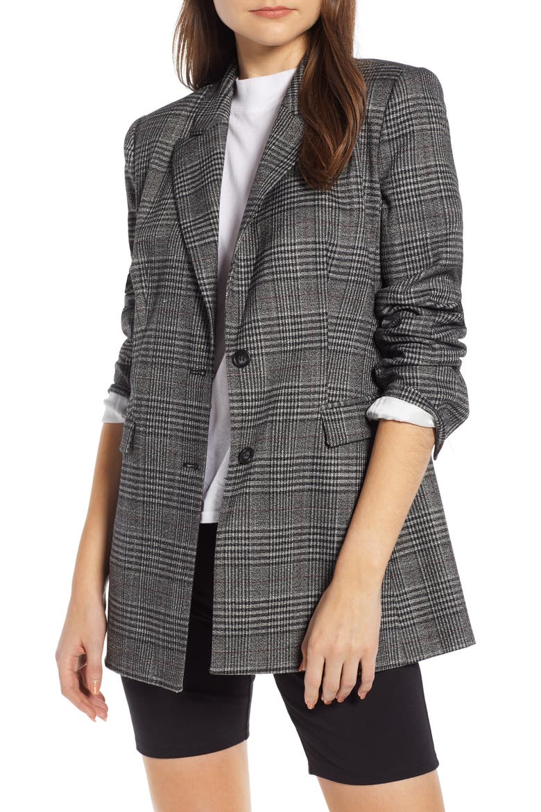 Plaid Blazer (Nordstrom Exclusive), Main, color, BLACK PLAID