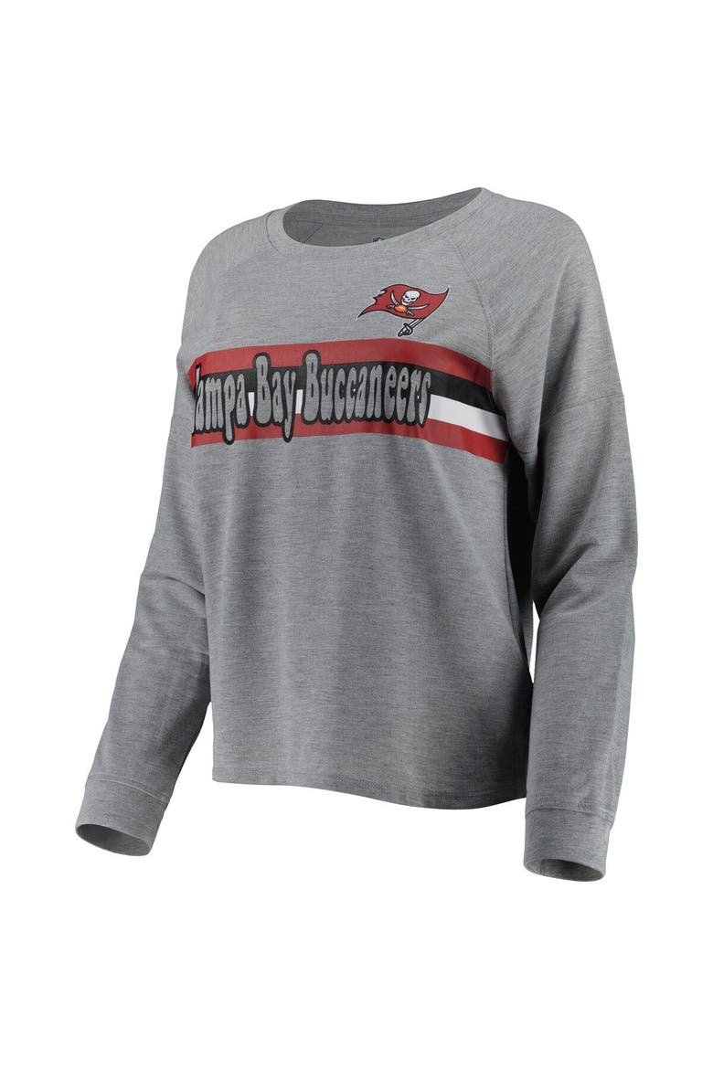 Juniors Heathered Gray Tampa Bay Buccaneers All Striped Up Raglan Long Sleeve T-Shirt, Alternate, color, Heather Gray