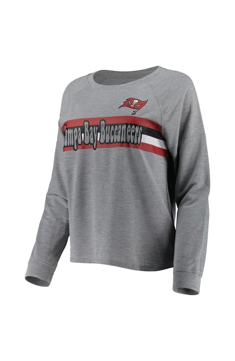 Outerstuff Juniors Heathered Gray Tampa Bay Buccaneers All Striped Up Raglan Long Sleeve T-Shirt, Alternate, color, Heather Gray