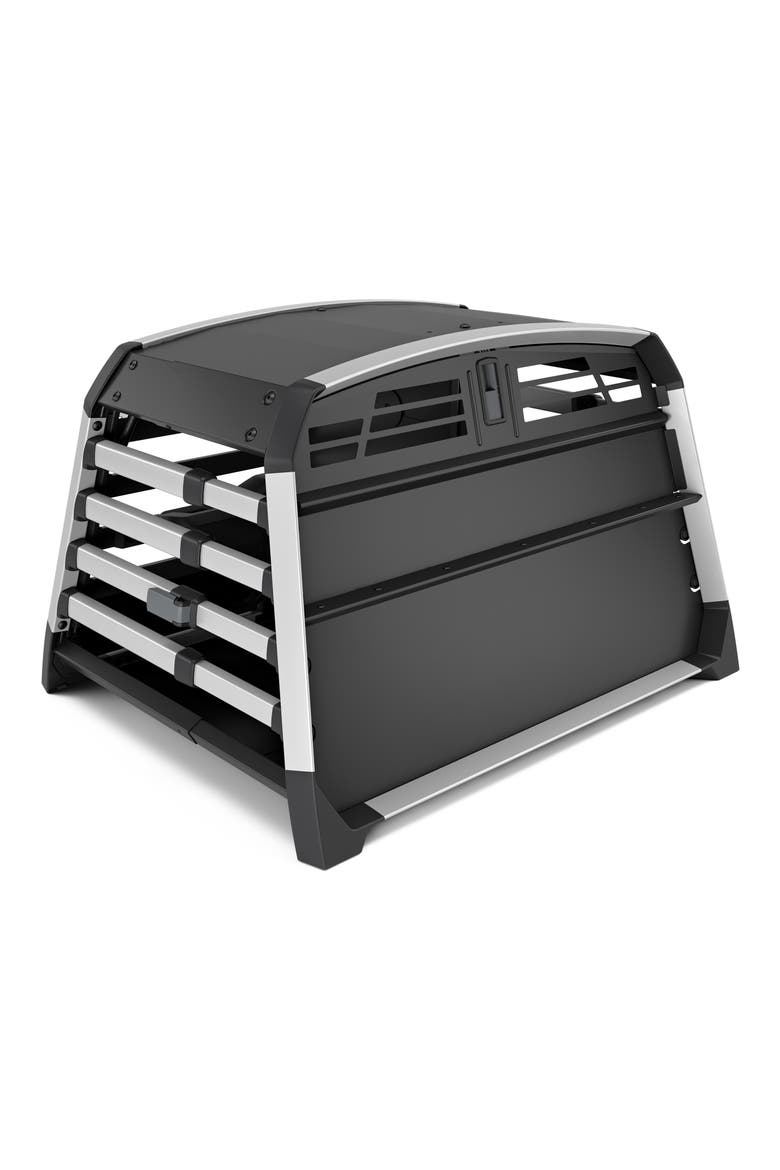 Allax Double M Car Dog Crate, Alternate, color, BLACK/ SILVER