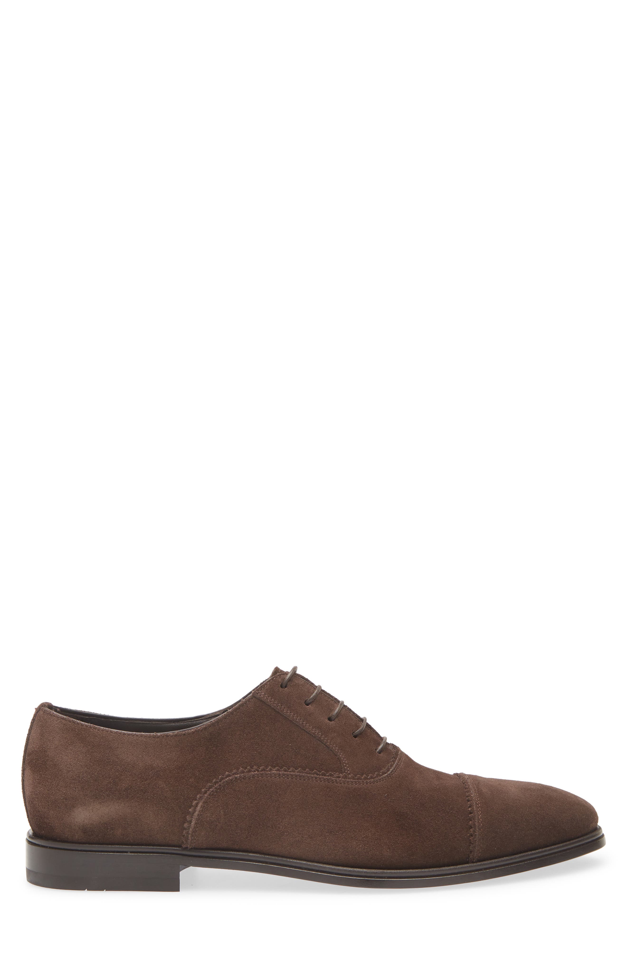 FERRAGAMO Boston Cap Toe Oxford, Alternate, color, Bark